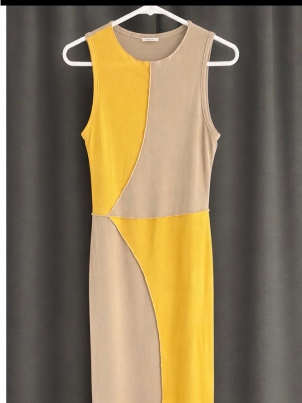 Cider Yellow and Beige Colorblock Sleeveless Maxi Dress